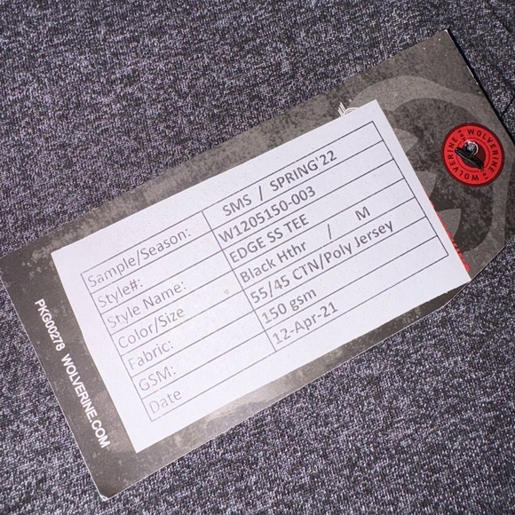 Wolverine NWT Men’s Size M Black Heather Edge Short Sleeve Lightweight Tee Shirt - Picture 5 of 7